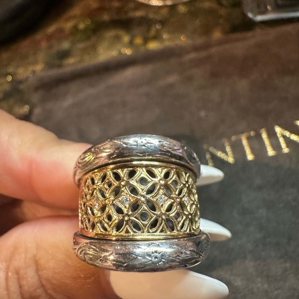 Konstantino Silver and Gold Filigree Ring